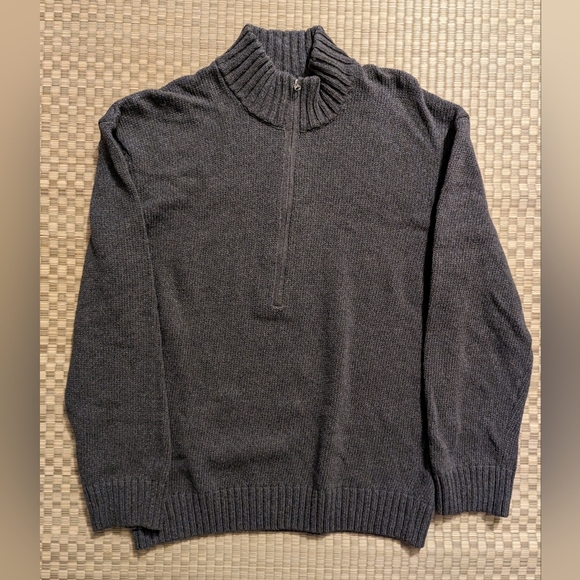 Outerknown 1/4 Zip Cotton Sweater Gray Men's Size Small Made in Romania